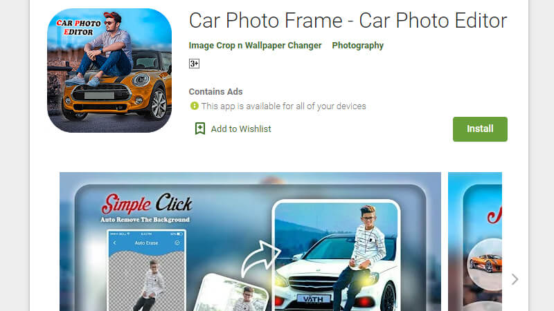 Car photo frames editor app